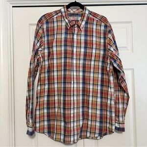 Eddie Bauer Legend Wash Classic Fit Plaid Oxford Button Down‎ Shirt Sz Large EUC